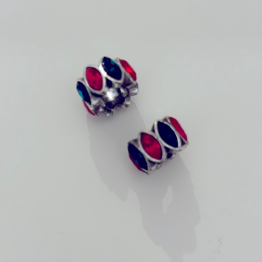 Two Brighton Red and Green Beads